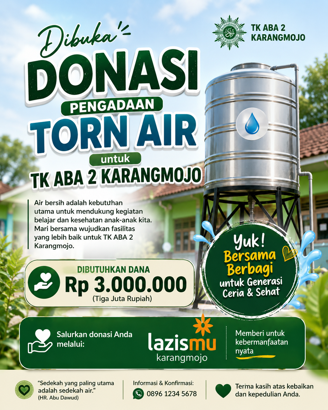 Pengadaan Torn Air TK ABA 2 Karangmojo